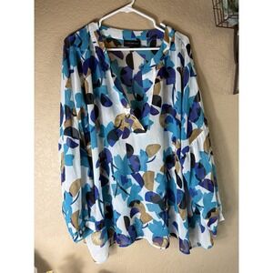 Lane Bryant Women's Top Plus Size 22/24 Floral Print Sheet 3/4 Sleeve